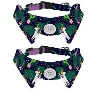 Lot de 2 colliers pour chien avec nœud papillon et clochette, drôle de Noël, motif dinosaure, flamant rose, licorne, cygne réglable, design à revers pour chat et petit animal de compagnie