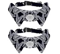 Lot de 2 colliers pour chien avec nœud papillon et clochette, fantaisie nature, papillons ou papillons de nuit, motif art et spiritualité, collier réglable pour petits animaux de compagnie