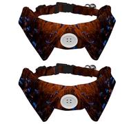 Lot de 2 colliers pour chien avec nœud papillon et clochette, fleurs bleues et bourgeons flous réglables pour petits animaux de compagnie