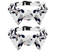 Lot de 2 colliers pour chien avec nœud papillon et clochette, fleurs d'anémone rose, design à revers réglable pour petits animaux de compagnie