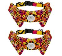 Lot de 2 colliers pour chien avec nœud papillon et clochette, icônes de réseaux sociaux, design réglable à revers pour chat et petit animal de compagnie