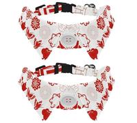 Lot de 2 colliers pour chien avec nœud papillon et clochette, icônes décoratives chinoises, design à revers réglable, collier pour petits animaux de compagnie