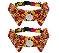 Lot de 2 colliers pour chien avec nœud papillon et clochette, icônes modernes des médias sociaux réglables, design à revers pour chat et chat pour petits animaux de compagnie