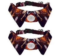 Lot de 2 colliers pour chien avec nœud papillon et clochette, magnifique attrape-rêves avec illustration Follow Your Dream Illustration réglable à revers Design nœud papillon pour petits animaux de