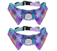 Lot de 2 colliers pour chien avec nœud papillon et clochette, mandalas colorés réglables à revers pour petits animaux de compagnie