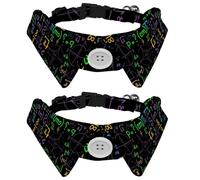 Lot de 2 colliers pour chien avec nœud papillon et clochette, mathématiques géométriques calculs d'équation, design à revers réglable, collier pour petits animaux de compagnie
