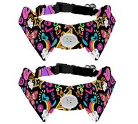 Lot de 2 colliers pour chien avec nœud papillon et clochette, motif amour de la paix, collier réglable pour petits animaux de compagnie