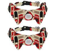 Lot de 2 colliers pour chien avec nœud papillon et clochette, motif cabine téléphonique britannique, motif bus londonien, réglable, design à revers pour chat et chat