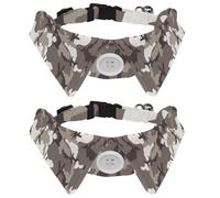 Lot de 2 colliers pour chien avec nœud papillon et clochette, motif camouflage, blanc et gris, réglable à revers pour petits animaux de compagnie
