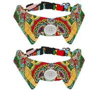 Lot de 2 colliers pour chien avec nœud papillon et clochette, motif floral indien vintage, mandalas, motif floral, revers réglable, collier pour petits animaux de compagnie