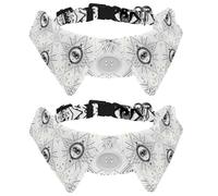 Lot de 2 colliers pour chien avec nœud papillon et clochette, motif œil occulte mystique et œil qui voit tout le monde, design à revers réglable, collier pour petits animaux de compagnie