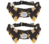 Lot de 2 colliers pour chien avec nœud papillon et clochette, motif kawaii ludique corgi réglable à revers pour petits animaux de compagnie