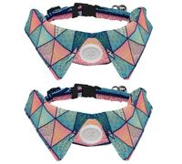 Lot de 2 colliers pour chien avec nœud papillon et clochette, motif mandalas indiens vintage, motif arabe, design à revers réglable pour petits animaux de compagnie