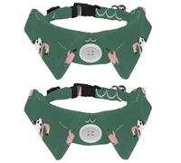 Lot de 2 colliers pour chien avec nœud papillon et clochette, motif pandas à nager sur flamant rose à revers réglable pour petits animaux de compagnie