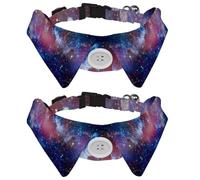 Lot de 2 colliers pour chien avec nœud papillon et clochette, motif univers, étoiles, nébuleuse, galaxie, espace réglable, design à revers pour chat
