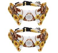 Lot de 2 colliers pour chien avec nœud papillon et clochette, panier de vache, tournesol et chat, collier de chemise, colliers réglables pour petits chiens, chats, chatons