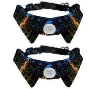 Lot de 2 colliers pour chien avec nœud papillon et clochette, peinture feu de camp étoilé, design réglable à revers pour chat et petit animal de compagnie