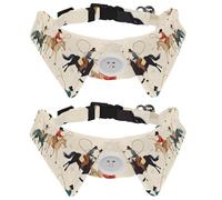 Lot de 2 colliers pour chien avec nœud papillon et clochette, style cowboys West Wild pour hommes et filles, chiots, chats et chiens de petite et moyenne taille