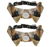 Lot de 2 colliers pour chien avec nœud papillon et clochette, style vintage pour volaille et coq réglable pour petits animaux de compagnie