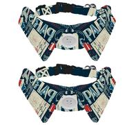 Lot de 2 colliers pour chien avec nœud papillon et clochette, tour Eiffel France Paris réglable design revers pour chat collier pour petits animaux de compagnie