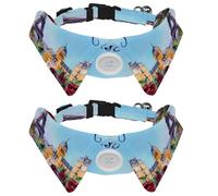 Lot de 2 colliers pour chien avec nœud papillon et clochette - Tour Eiffel Paris - Collier de chemise réglable pour petits chiens, chats et chatons