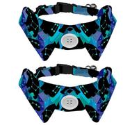 Lot de 2 colliers pour chien avec nœud papillon et clochette, ursa major et silhouettes d'ours motif géométrique réglable pour petits animaux de compagnie