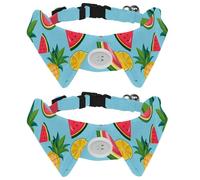 Lot de 2 colliers pour chien avec nœud papillon, fraise, citron, pastèque, ananas, style chemise, collier réglable pour petits chiens, chiots, chats, lapins