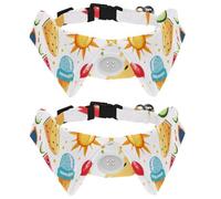 Lot de 2 colliers pour chien avec nœud papillon, icônes d'été, crème glacée, pastèque, lunettes de soleil, motif soleil, cravate, pour petits chiens, mariage, anniversaire