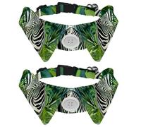 Lot de 2 colliers pour chien avec nœud papillon - Motif animal africain - Paysage zèbre - Arbres verts - Doux - Pour petits chiens - Costume d'anniversaire de mariage