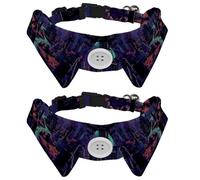Lot de 2 colliers pour chien avec nœud papillon, motif cimetière d'Halloween, collier réglable pour petits chiens, chiots et chats