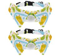 Lot de 2 colliers pour chien avec nœud papillon - Motif de voitures de dessin animé - Collines, arbres, rivières - Avec nœud papillon - Pour petits et moyens chiots chatons lapins