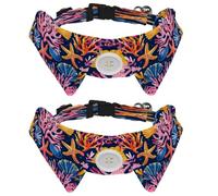 Lot de 2 colliers pour chien, coquillages coraux, collier réglable avec nœud papillon, colliers pour animaux de compagnie pour petit animal de compagnie