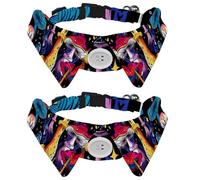 Lot de 2 colliers pour chien et chat avec clochette et boucle à dégagement rapide pour petits animaux de compagnie, champignons colorés psychédéliques lumineux