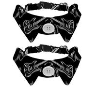 Lot de 2 colliers pour chien et chat avec clochette et boucle à dégagement rapide pour petits animaux de compagnie, collection guitare blanche et noire