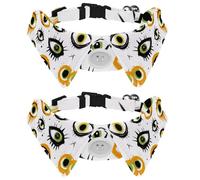Lot de 2 Colliers pour Chien et Chat avec Clochette et Boucle à dégagement Rapide pour Petits Animaux de Compagnie, Motifs de Monstres Mignons d'halloween