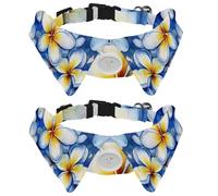 Lot de 2 colliers pour chien et chat avec clochette et boucle à dégagement rapide pour petits animaux de compagnie, fleurs de plumeria aquarelle