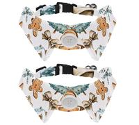 Lot de 2 colliers pour chien et chat avec clochette et boucle à dégagement rapide pour petits animaux de compagnie, biscuits en pain d'épices de Noël