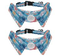 Lot de 2 colliers pour chien, étoile de mer, coquillages, coraux, collier réglable avec nœud papillon, colliers pour animaux de compagnie pour petit animal de compagnie