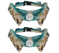 Lot de 2 colliers pour chien, étoile de mer, coquillages, océan, collier réglable avec nœud papillon, colliers pour animaux de compagnie pour petit animal de compagnie