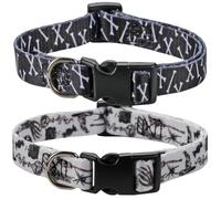 Lot de 2 colliers pour chien Halloween avec tête de mort vampire réglable pour petit chien