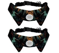 Lot de 2 colliers pour chien motif cimetière d'Halloween avec nœud papillon pour chiens de taille moyenne et chiots, confortable en velours avec grelot