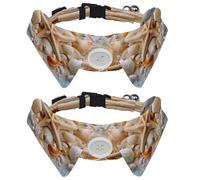 Lot de 2 colliers pour chien, motif coquillages, étoiles de mer, collier réglable avec nœud papillon, colliers pour animaux de compagnie pour petit animal de compagnie