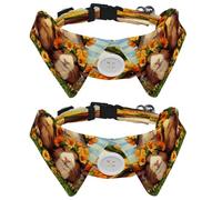 Lot de 2 colliers pour chien, motif floral de cochon d'Inde, collier réglable avec nœud papillon, colliers pour animaux de compagnie pour petit animal de compagnie