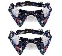 Lot de 2 colliers pour chien, motif floral fantôme, collier réglable avec nœud papillon, colliers pour animaux de compagnie pour petit animal de compagnie