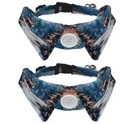 Lot de 2 colliers pour chien, motif forêt étoilée de renne, collier réglable avec nœud papillon, colliers doux pour petit animal de compagnie