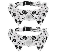 Lot de 2 colliers pour chien, motif tête de mort fantôme d'Halloween, collier réglable avec nœud papillon, colliers doux pour petit animal de compagnie