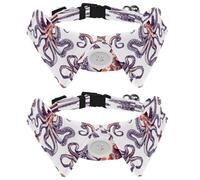 Lot de 2 colliers pour chien, poulpe dessiné à la main, collier réglable avec nœud papillon, colliers pour animaux de compagnie pour petit animal de compagnie