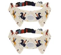 Lot de 2 colliers pour chien style chemise West Wild Cowboys Hommes Chevaux Collier réglable pour animal domestique avec nœud papillon, anneau papillon mignon pour garçons et filles de petite et