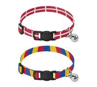 Lot de 2 colliers pour chiens de petite taille avec boucle à dégagement rapide - Drapeau du Danemark et de la Roumanie