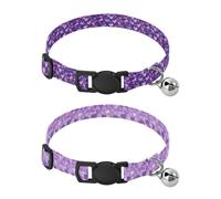 Lot de 2 colliers pour chiens de petite taille avec boucle de libération - Pour la Saint-Valentin - Motif cœurs violets